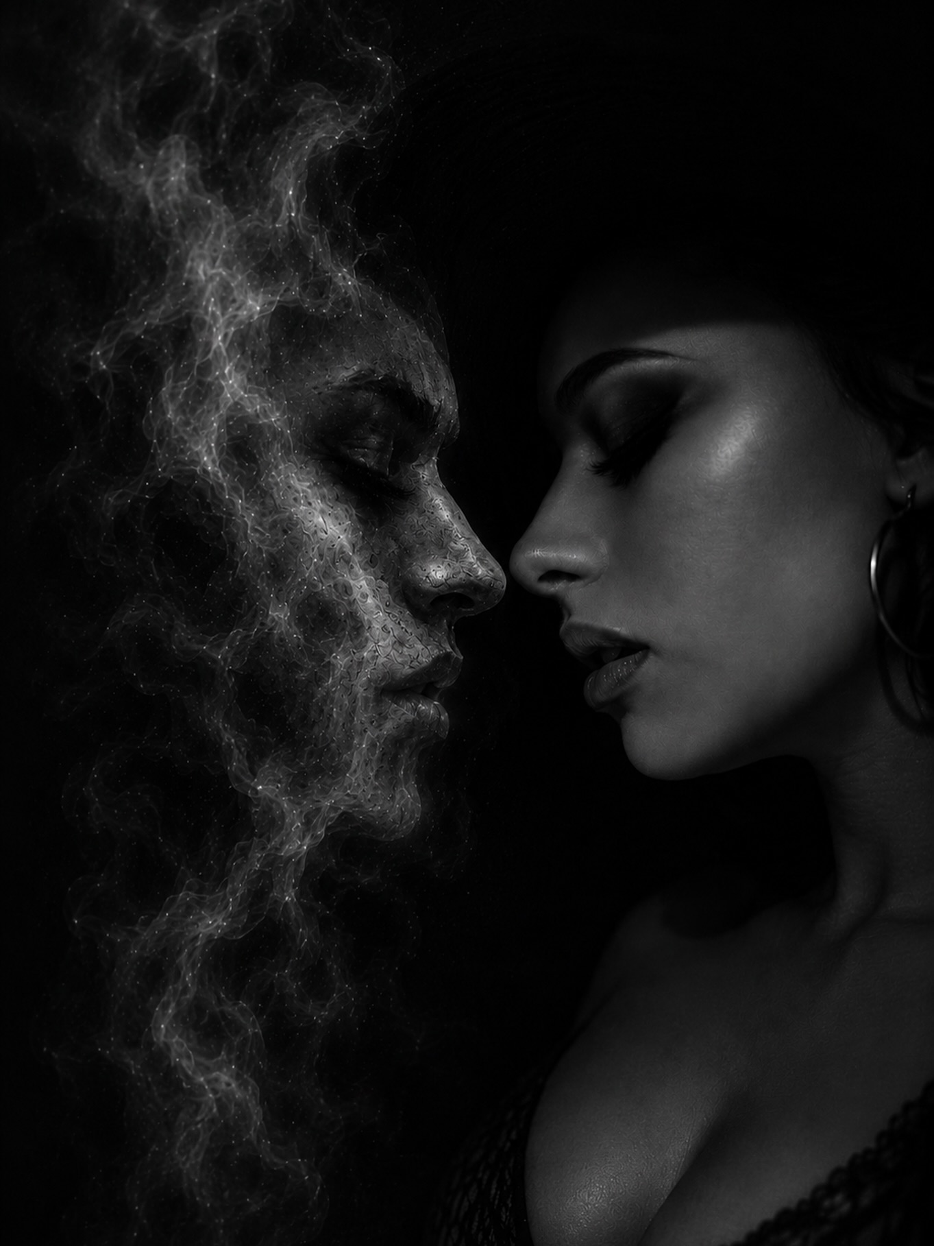 Photo by Eric 📸 on June 07, 2026. May be a black-and-white image of one or more people, makeup, people kissing and text.