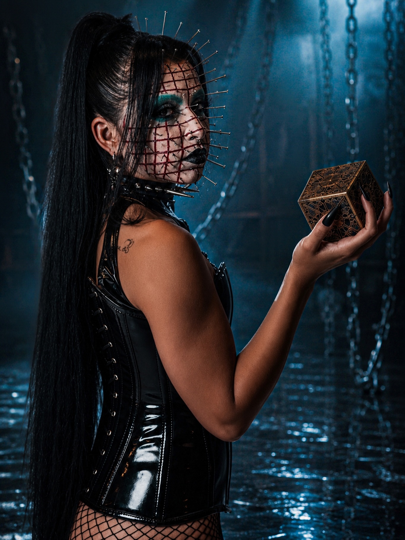 Photo by Eric 📸 on June 25, 2026. May be an image of one or more people, makeup, leather, glasses, fishnet stockings and text.